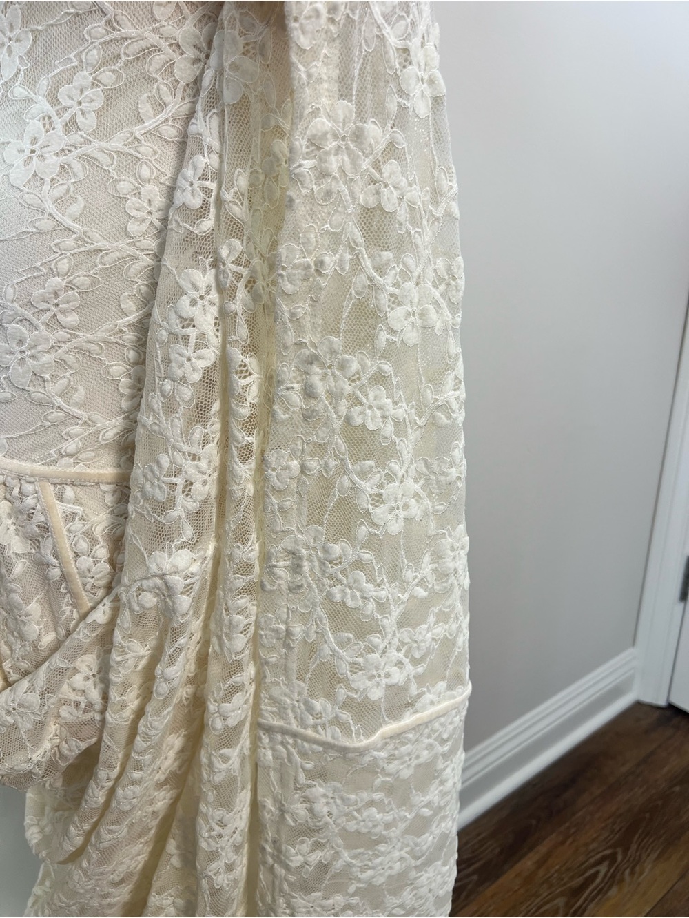 ZARA NWT Ecru Lace Maxi Dress Size S Sheer Mock Neck Wedding Bridal Boho - Picture 10 of 15
